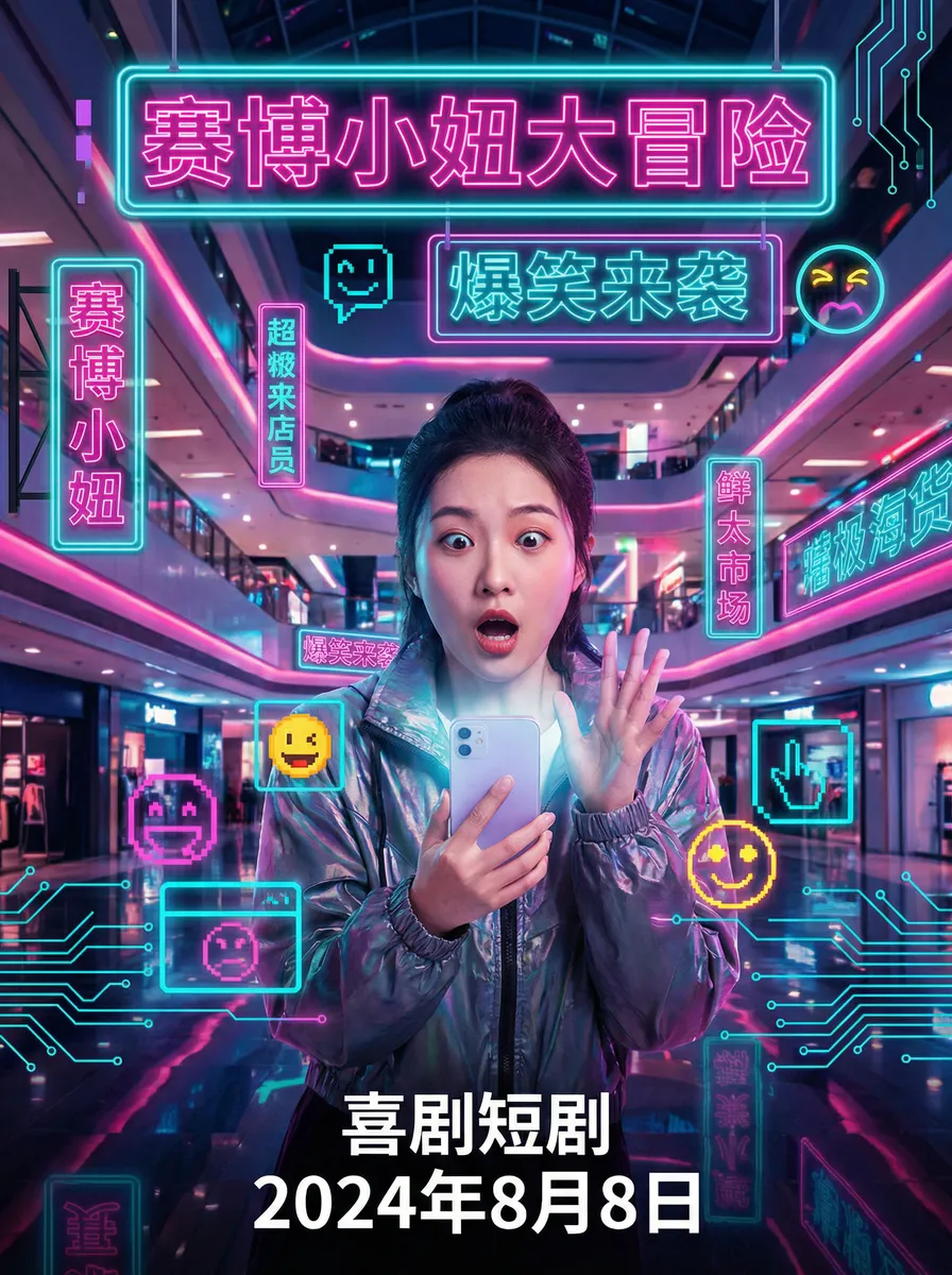 定格动画制作视频 搞笑喜剧短剧 - 赛博小妞大冒险海报